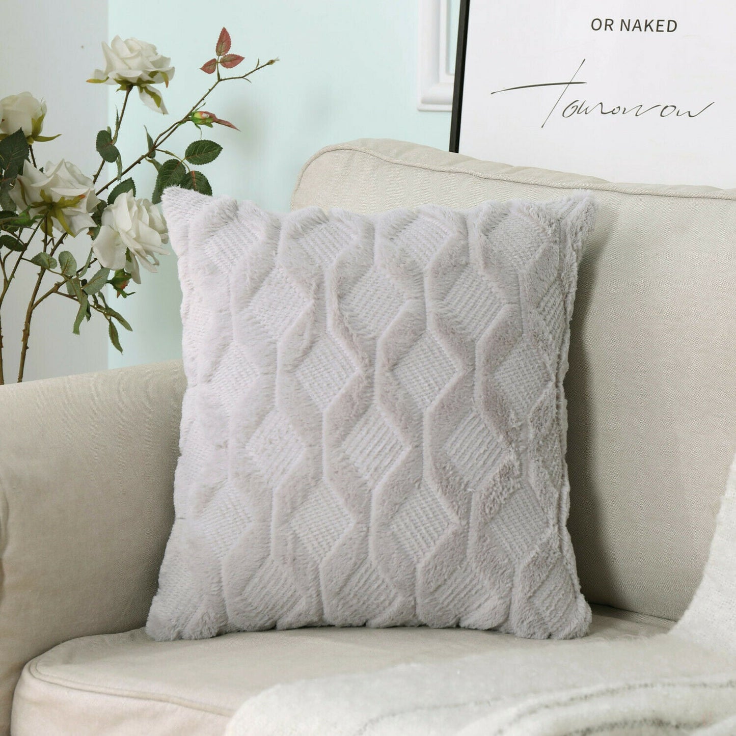 Super Soft Fluffy Plush Cushion Cover 18x18"-6