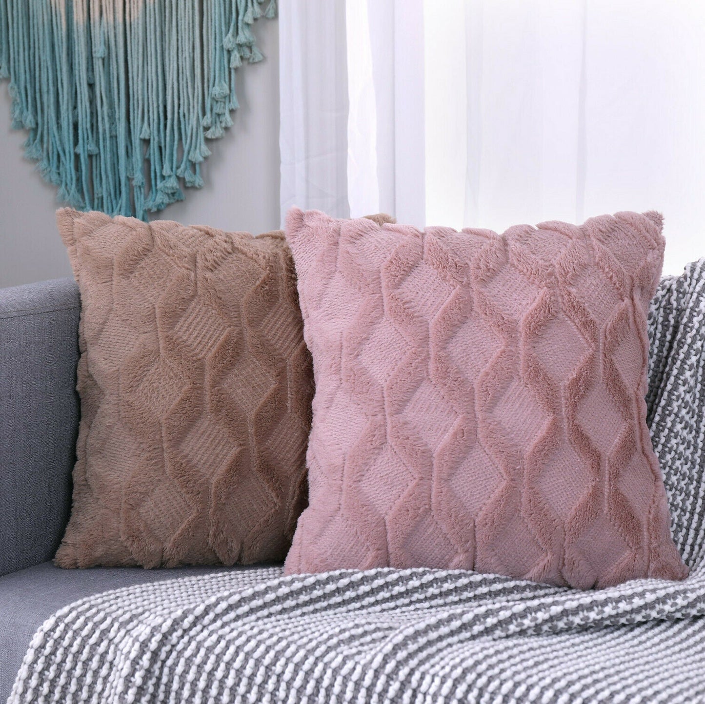 Super Soft Fluffy Plush Cushion Cover 18x18"-2
