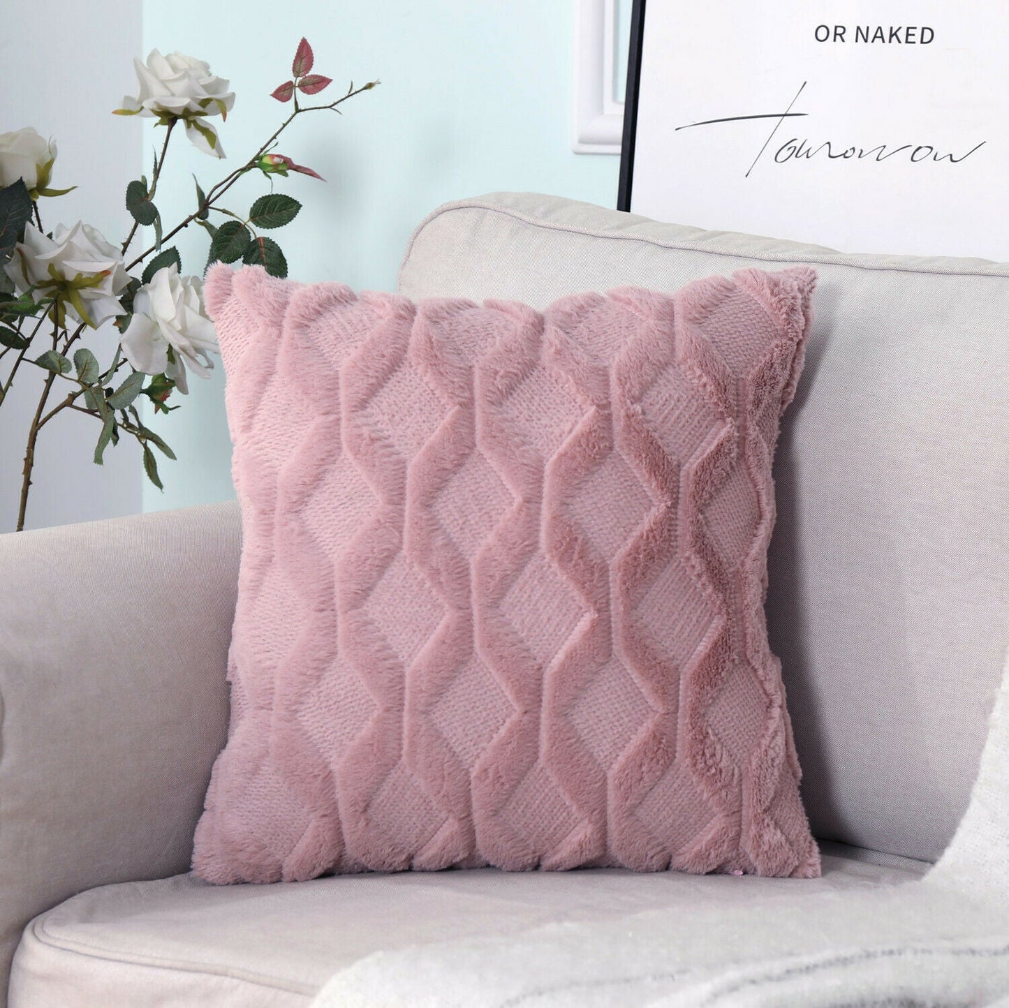 Super Soft Fluffy Plush Cushion Cover 18x18"-7