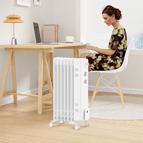 VonHaus Oil Filled Radiator 9 Fin, Electric Heater for Home Office, Oil Radiator Warms Any Room Quickly & Efficiently, Thermostatically Controlled 2kw Heater for Maximum Warmth, 2 Year Warranty