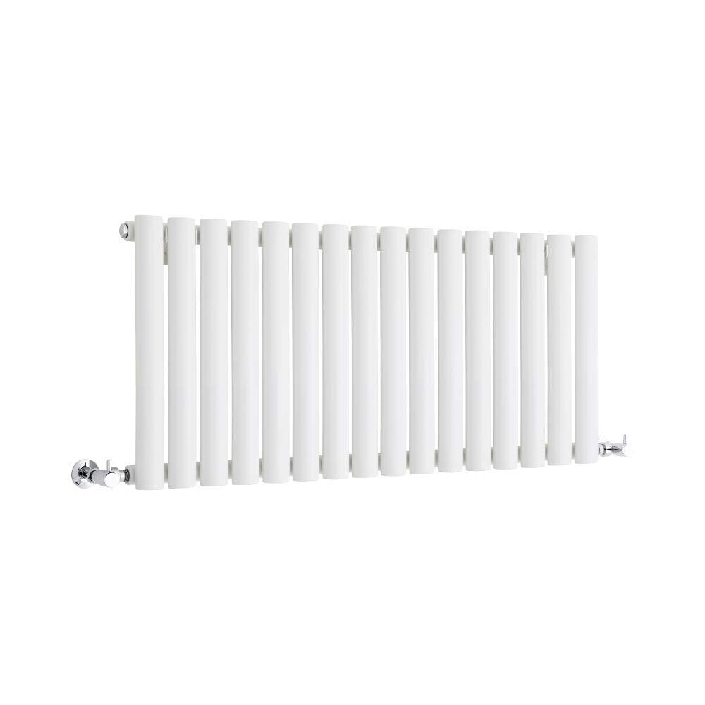 Milano Aruba White Horizontal Single Oval Panel Radiator - 400mm x 1652mm