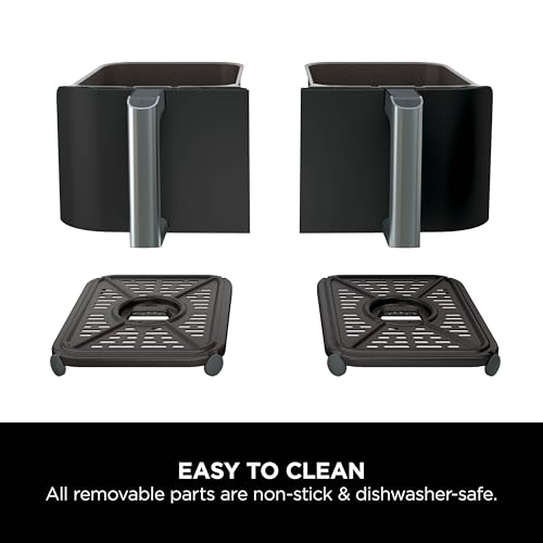 Ninja Foodi MAX Dual Zone Air Fryer, Amazon Exclusive, Tongs, 2 Drawers, 9.5L, 6-in-1, Use No Oil, Air Fry, Max Crisp, Roast, Bake, 8 Portions, Nonstick Dishwasher Safe Baskets, Copper/Black AF400UKCP