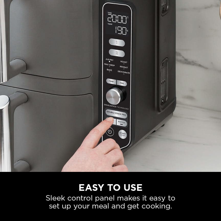 Ninja Foodi MAX Dual Zone Air Fryer, Amazon Exclusive, Tongs, 2 Drawers, 9.5L, 6-in-1, Use No Oil, Air Fry, Max Crisp, Roast, Bake, 8 Portions, Nonstick Dishwasher Safe Baskets, Copper/Black AF400UKCP