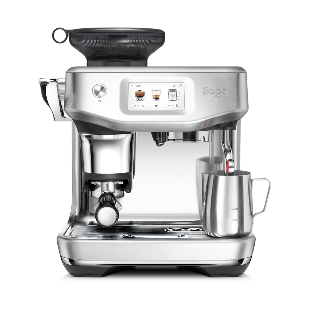 Sage - The Barista Touch Impress - Bean to Cup Coffee Machine with Grinder, Milk Frother and With Cold Brew Function - 14 Presets, Touch Screen, Espresso, Cappuccino 1700 W, Sea Salt