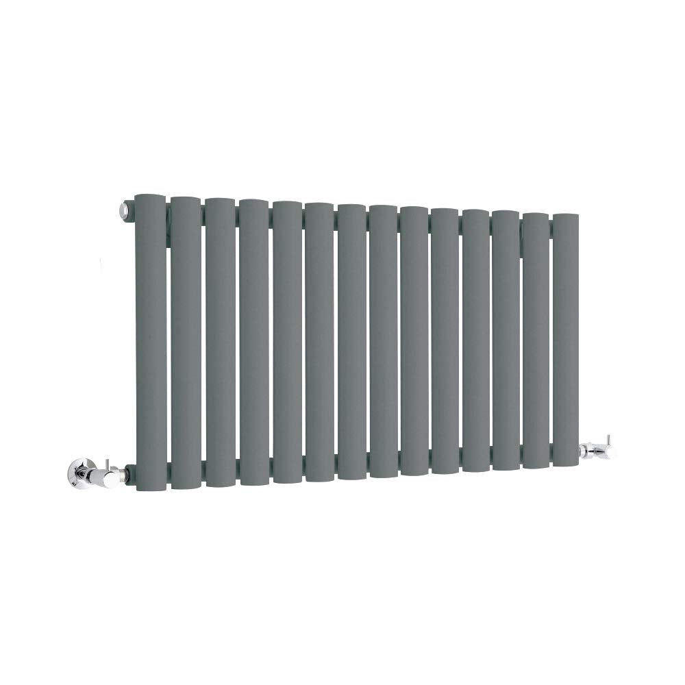 Milano Aruba Anthracite Horizontal Single Oval Panel Radiator - 400mm x 413mm