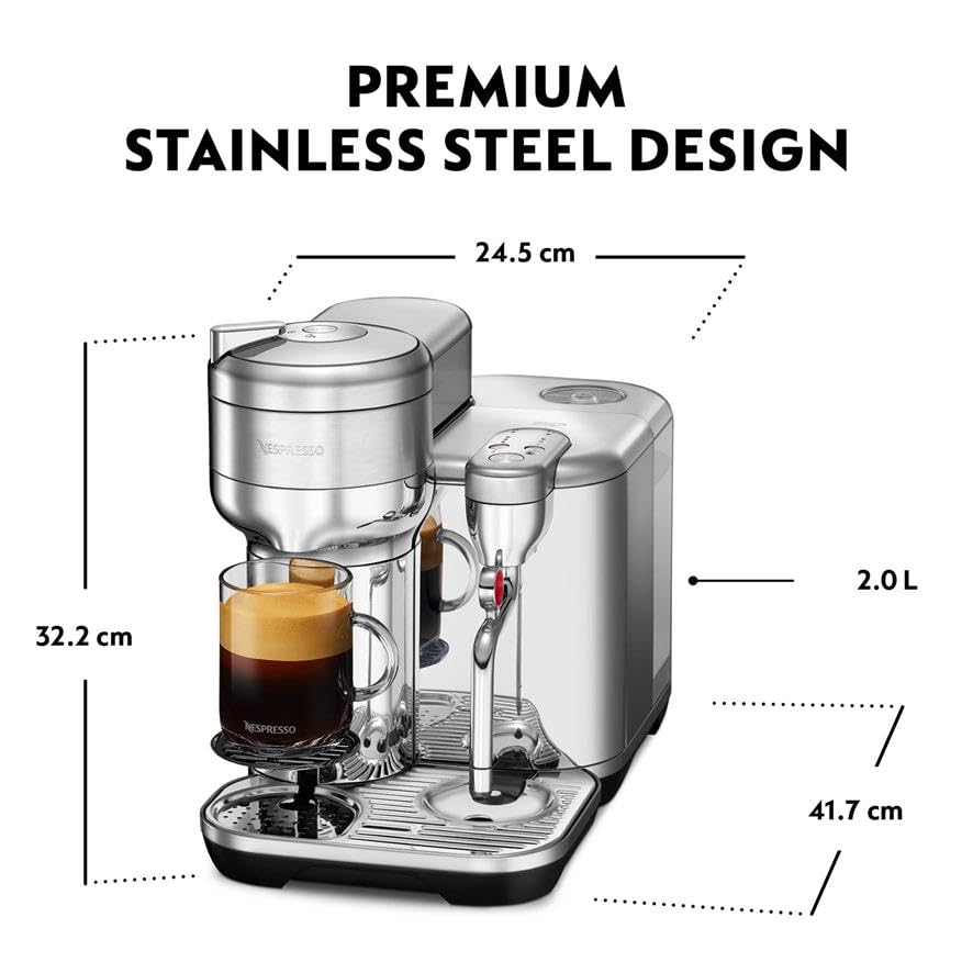 Nespresso - Vertuo Creatista Capsule Coffee Machine with Milk Frother Wand for Cappuccino, Flat White and Espresso by Sage, Brushed Stainless Steel