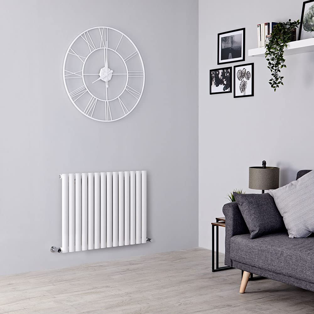 Milano Aruba White Horizontal Single Oval Panel Radiator - 400mm x 1652mm