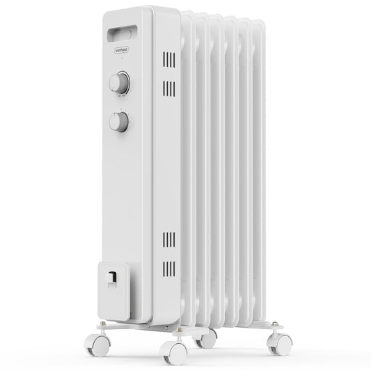 VonHaus Oil Filled Radiator 9 Fin – Oil Heater Portable Electric Free Standing 2000W for Home, Office, Any Room – Adjustable Thermostat, 3 Heat Settings, 4x Wheels, 1.5m Power Cable – 2 Year Warranty