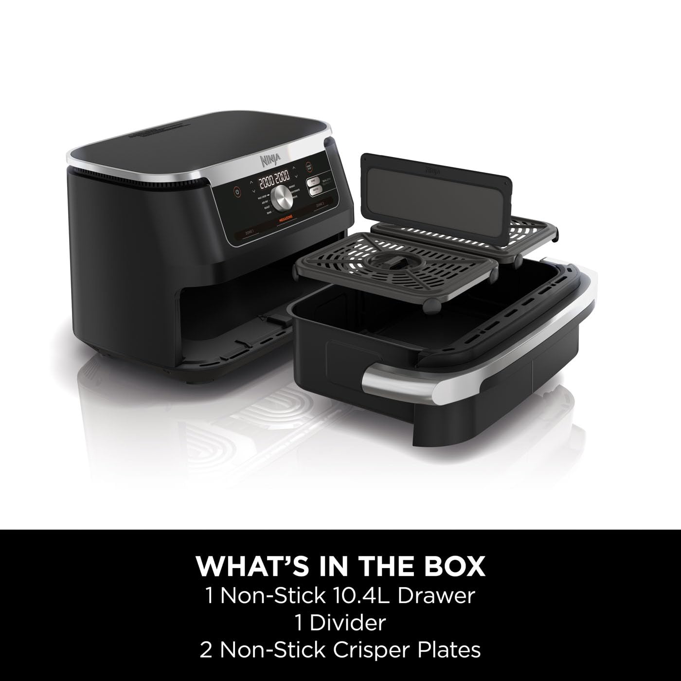 Ninja Foodi MAX Dual Zone Air Fryer, Amazon Exclusive, Tongs, 2 Drawers, 9.5L, 6-in-1, Use No Oil, Air Fry, Max Crisp, Roast, Bake, 8 Portions, Nonstick Dishwasher Safe Baskets, Copper/Black AF400UKCP