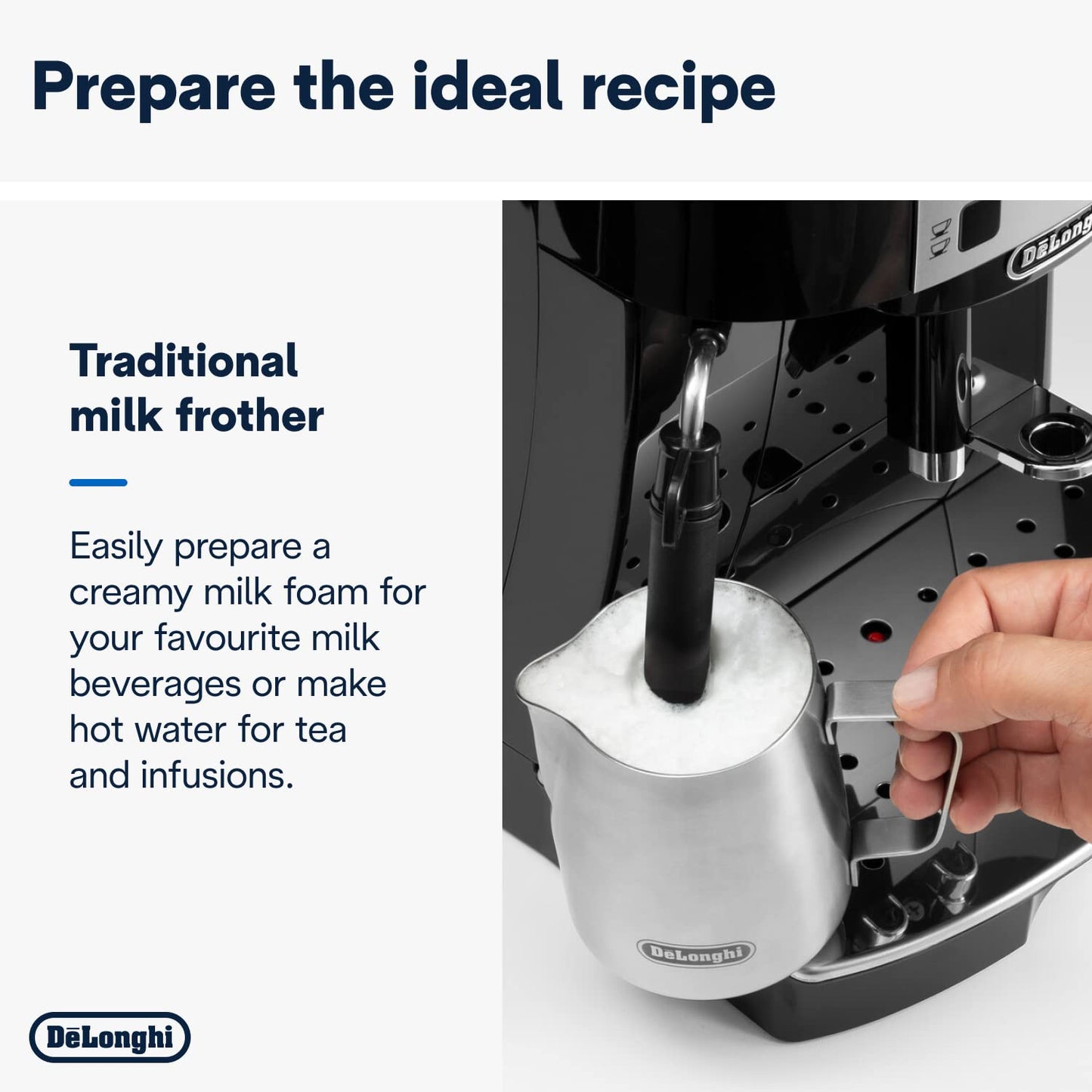 De'Longhi Magnifica Evo Next ECAM312.80.TB, Automatic Coffee Machine With Automatic Milk Frother, Bean To Cup Coffee and Cappuccino Machine with Intuitive Touch Display, Black/Titanium