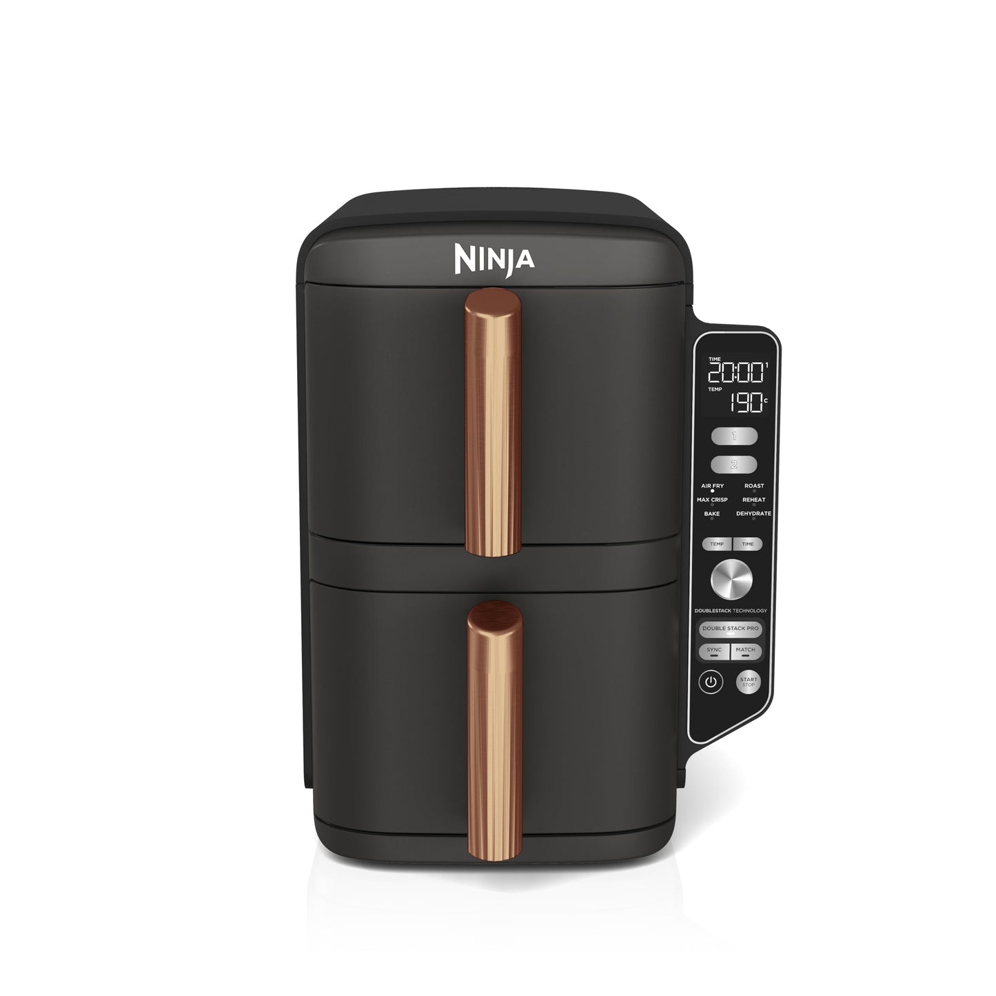 Ninja Foodi MAX Dual Zone Air Fryer, Amazon Exclusive, Tongs, 2 Drawers, 9.5L, 6-in-1, Use No Oil, Air Fry, Max Crisp, Roast, Bake, 8 Portions, Nonstick Dishwasher Safe Baskets, Copper/Black AF400UKCP