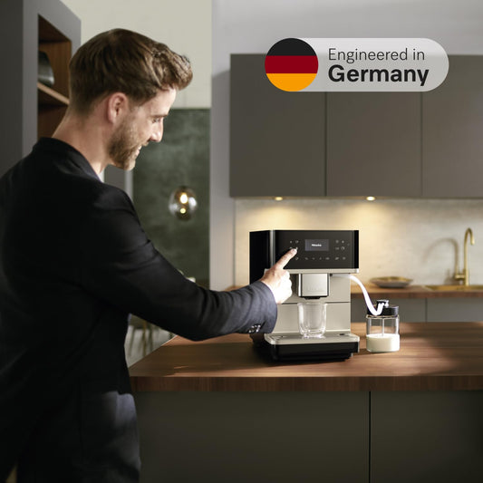 Miele NEW CM 6360 MilkPerfection Automatic Wifi Coffee Maker & Espresso Machine Combo, Obsidian Black & Clean Steel Metallic - Grinder, Milk Frother, Cup Warmer, Glass Milk Container