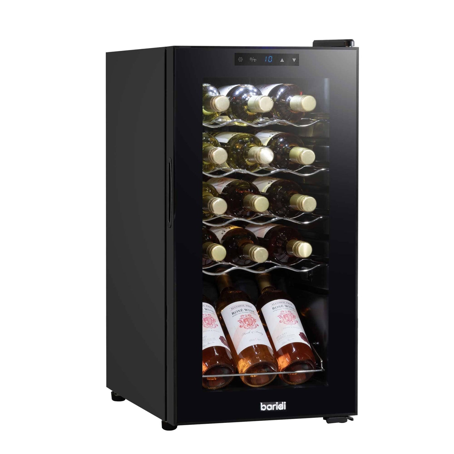 Baridi Black 12 Bottle Wine Fridge Cooler, Super Quiet 25dB, Touch Control, LED - DH73