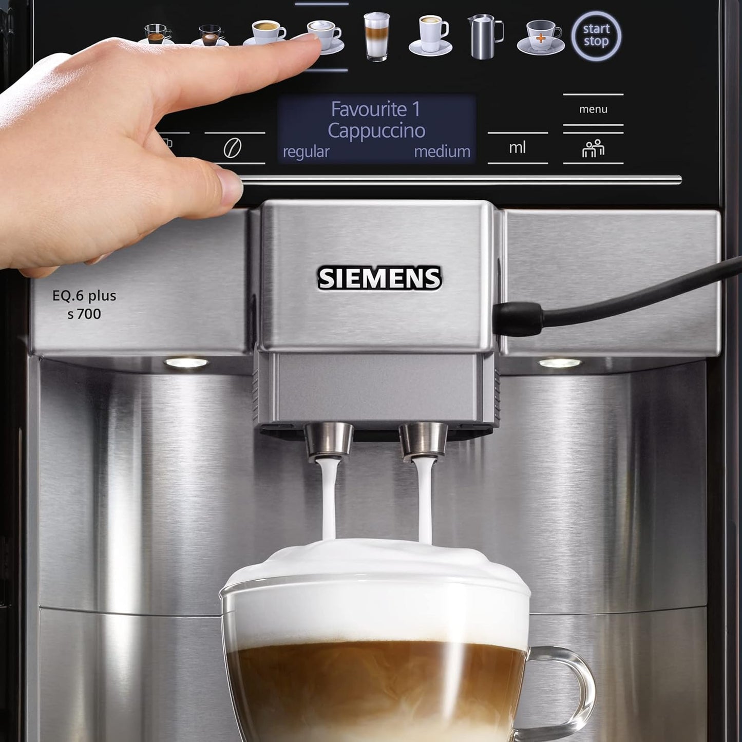 SIEMENS EQ6 plus S300, Fully Automatic Bean to Cup Espresso Coffee Machine with Cappuccinatore milk system, 10 coffee beverages, 2 user profiles - TE653M11GB, Titanium