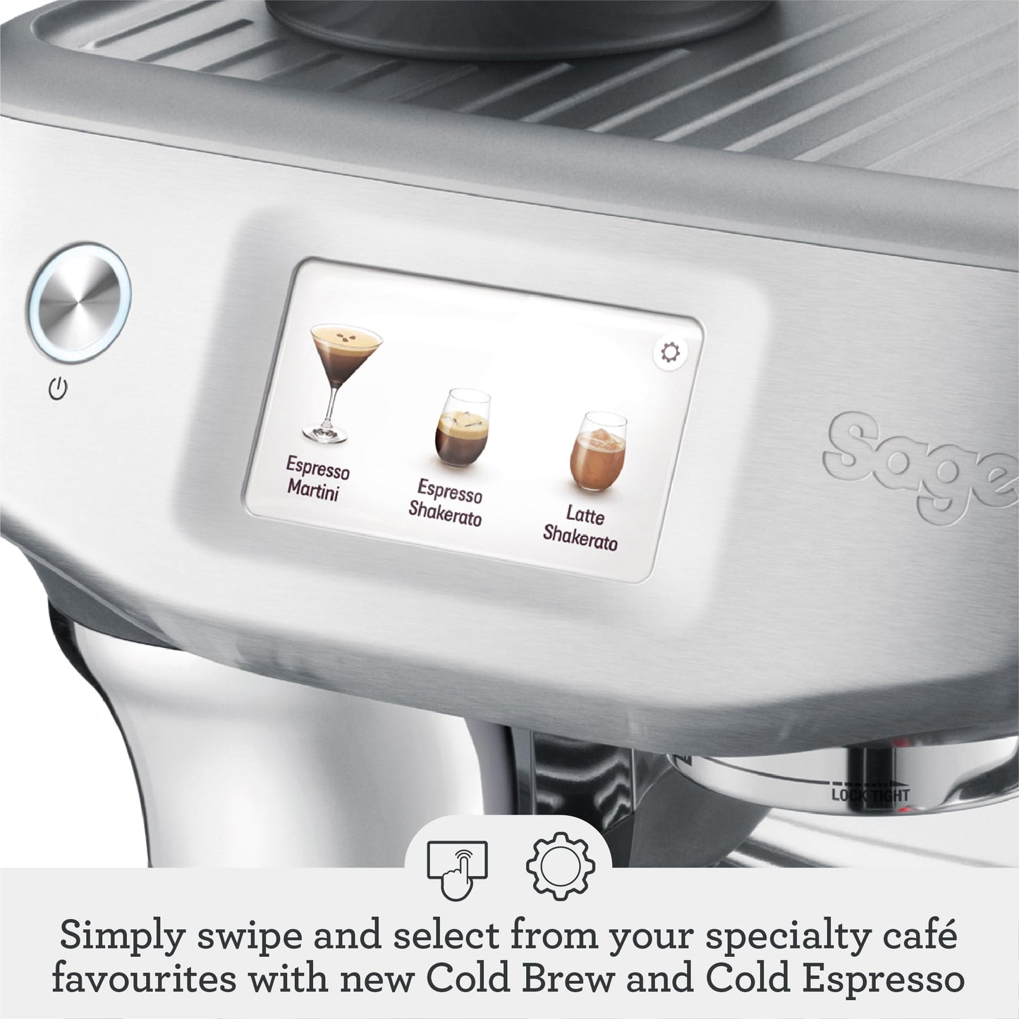 Sage - The Barista Touch Impress - Bean to Cup Coffee Machine with Grinder, Milk Frother and With Cold Brew Function - 14 Presets, Touch Screen, Espresso, Cappuccino 1700 W, Sea Salt