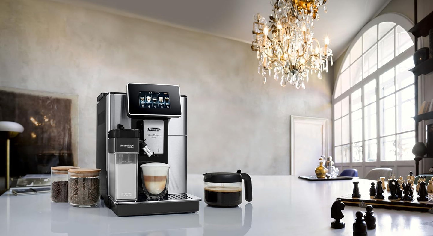 De'Longhi Primadonna Soul, Fully Automatic Bean to Cup, Espresso an Cappuccino Coffee Maker, ECAM610.75.mb, 2.2 liters, Black and Silver
