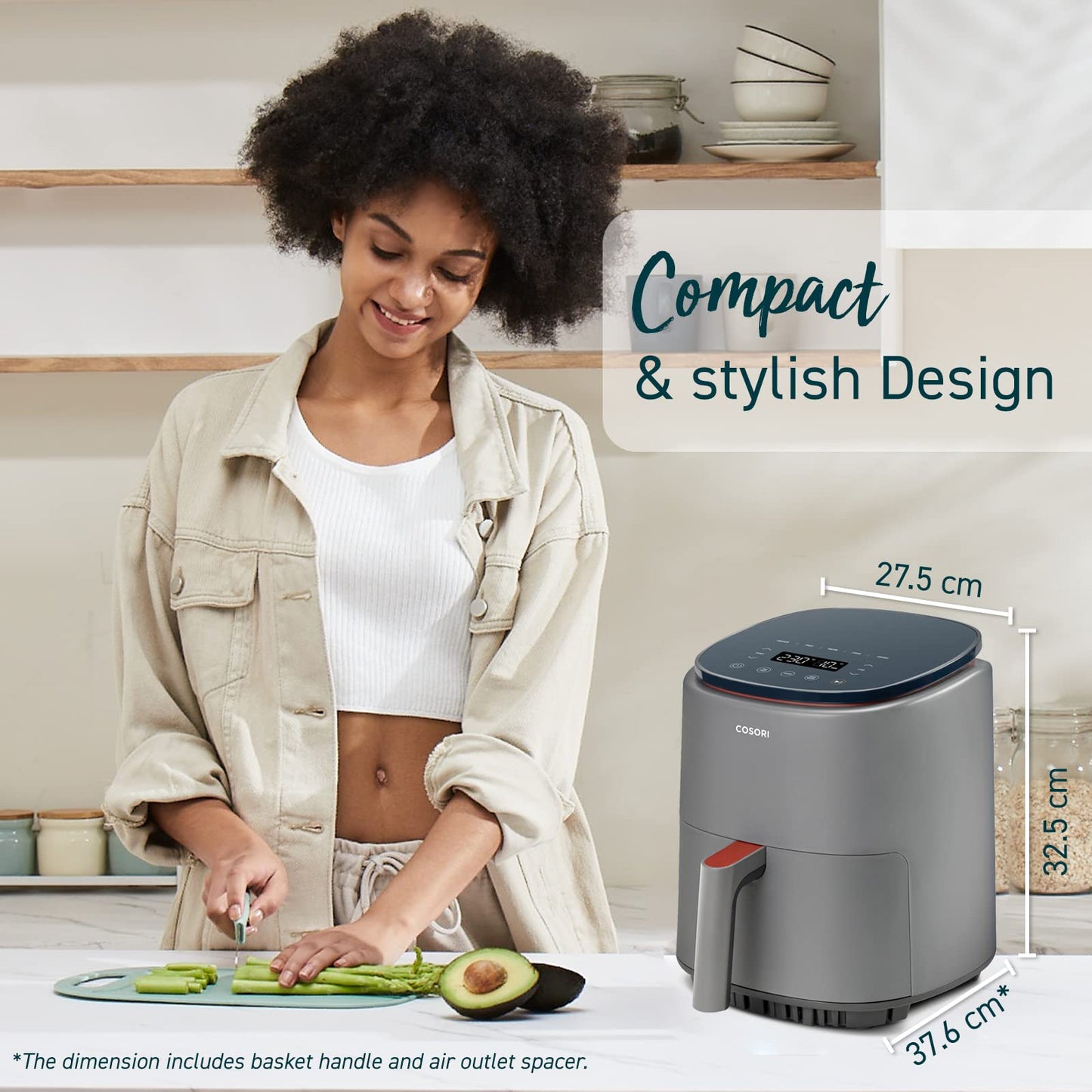 COSORI 5.5L Smart Air Fryer Oven, 200 Recipes(Cookbook & Online), APP Control, Square & Removable Basket, 13 Cooking Functions, Roast, Bake, Reheat, Dishwasher Safe, Black