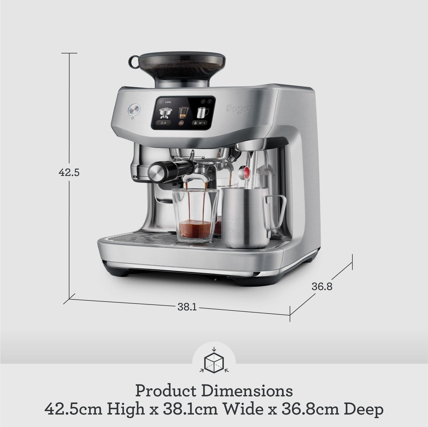 Sage - The Oracle Jet, Professional Coffee Machine with Manual and Automatic Milk Frother, Brushed Stainless Steel