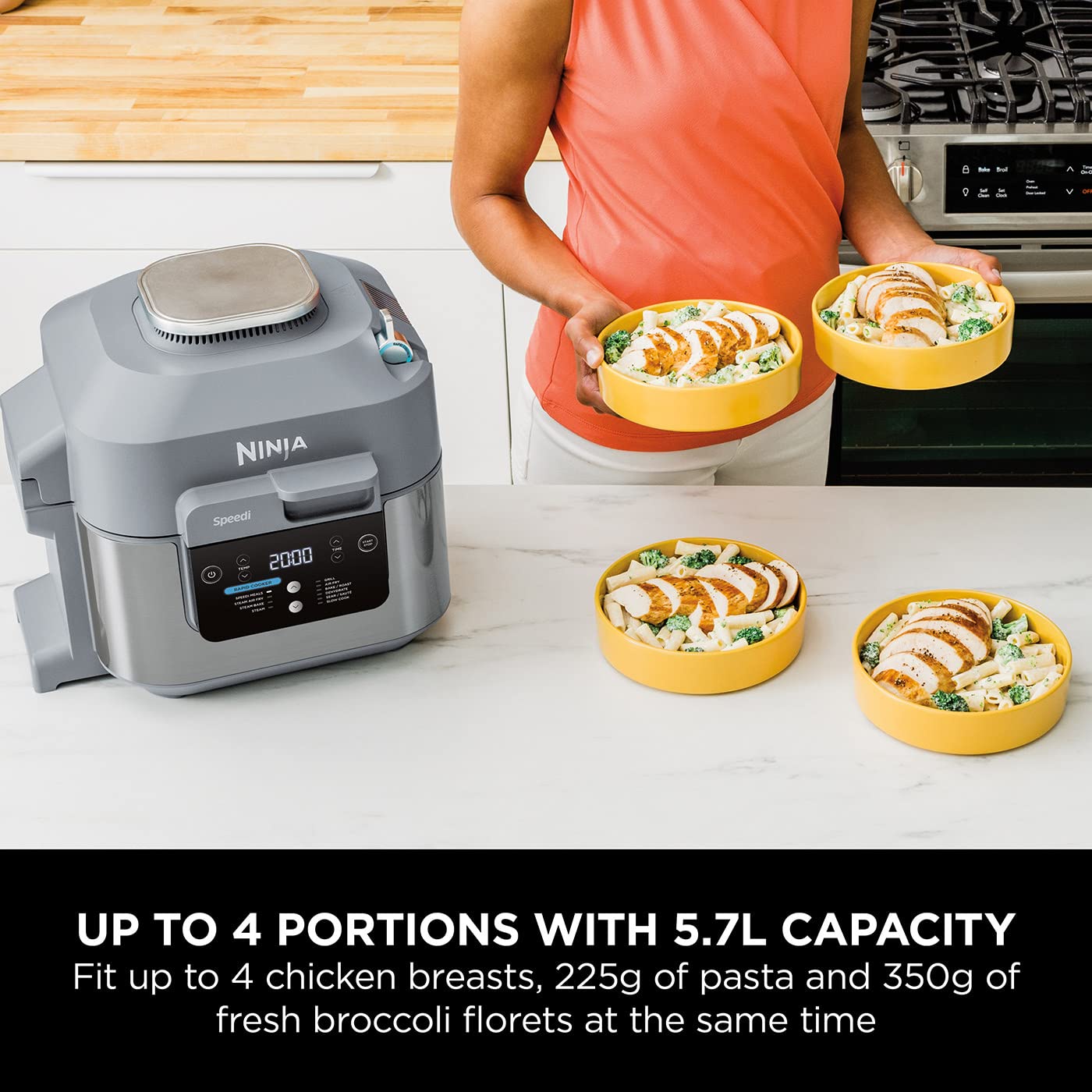 Ninja Combi 12-In-1 Multi-Cooker, Oven & Air Fryer, 12 Cooking Functions, Make 15 Minute* Family-Size Meals, Includes Bake Tray, Pan, & Recipe Guide, Grey, SFP700UK