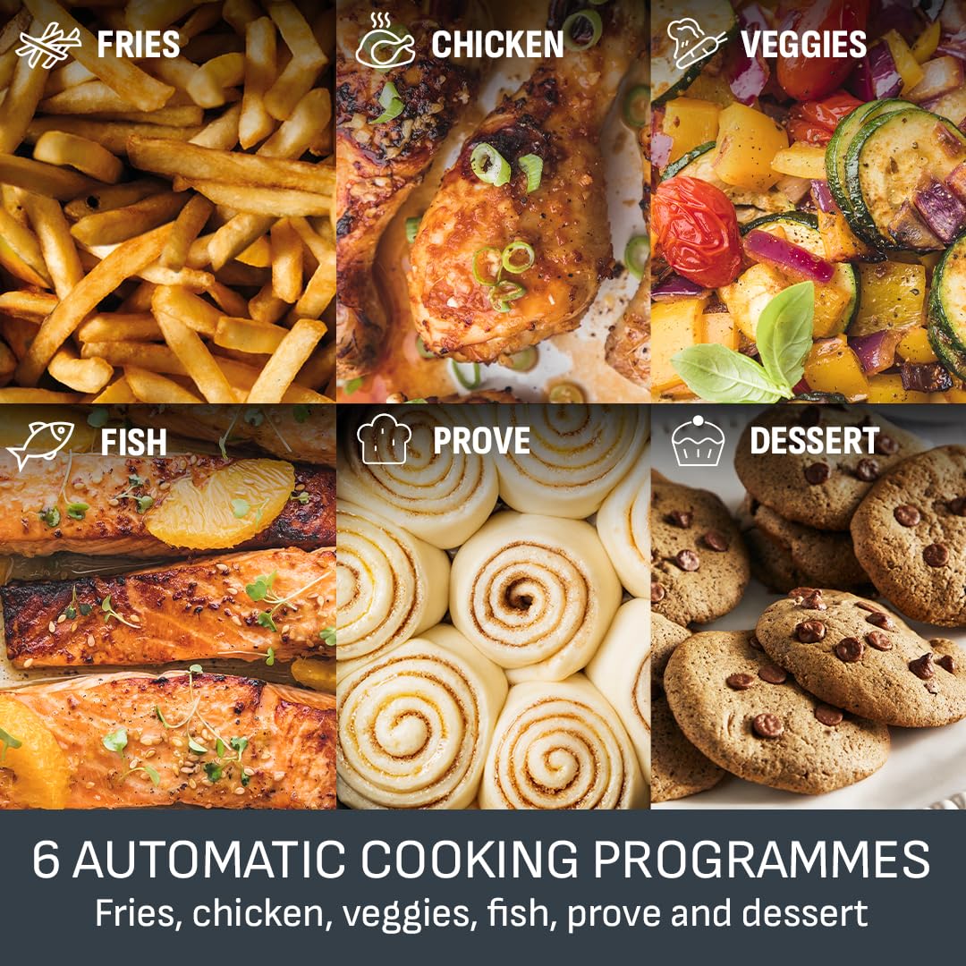 Tefal Easy Fry Dual Zone Digital Air Fryer, 2 Drawers, 8.3L, 8in1, Air Fry, Extra Crisp, Roast, Bake, Reheat, Dehydrate, 6 Portions, Non-Stick, Dishwasher Safe Baskets, Black & Metal EY901840