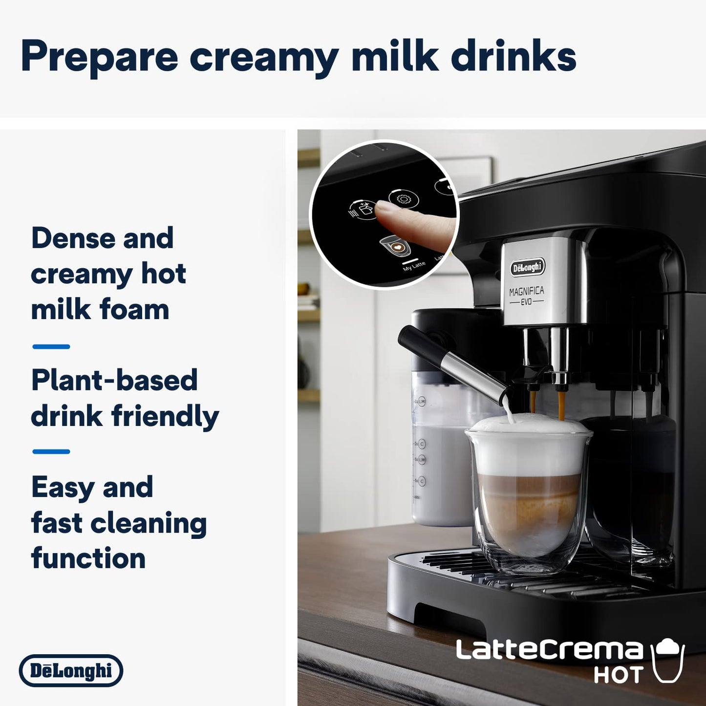 De'Longhi Magnifica Evo, Bean to Cup Coffee and Cappuccino Maker, 1450 watts, 250g bean container, 1.8L water container, ECAM292.81.B, Plastic, Black