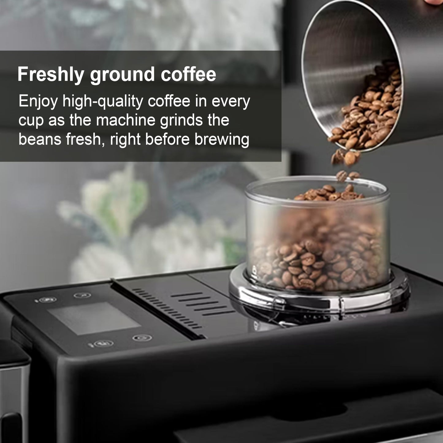 Delonghi Rivelia EXAM440.55.G, Fully Automatic Coffee Machine with LatteCrema Hot, Automatic Milk Frother, Compact Size Bean to Cup Coffee Machine, 16 Recipes, Full Touch Colored Display, Pebble Grey