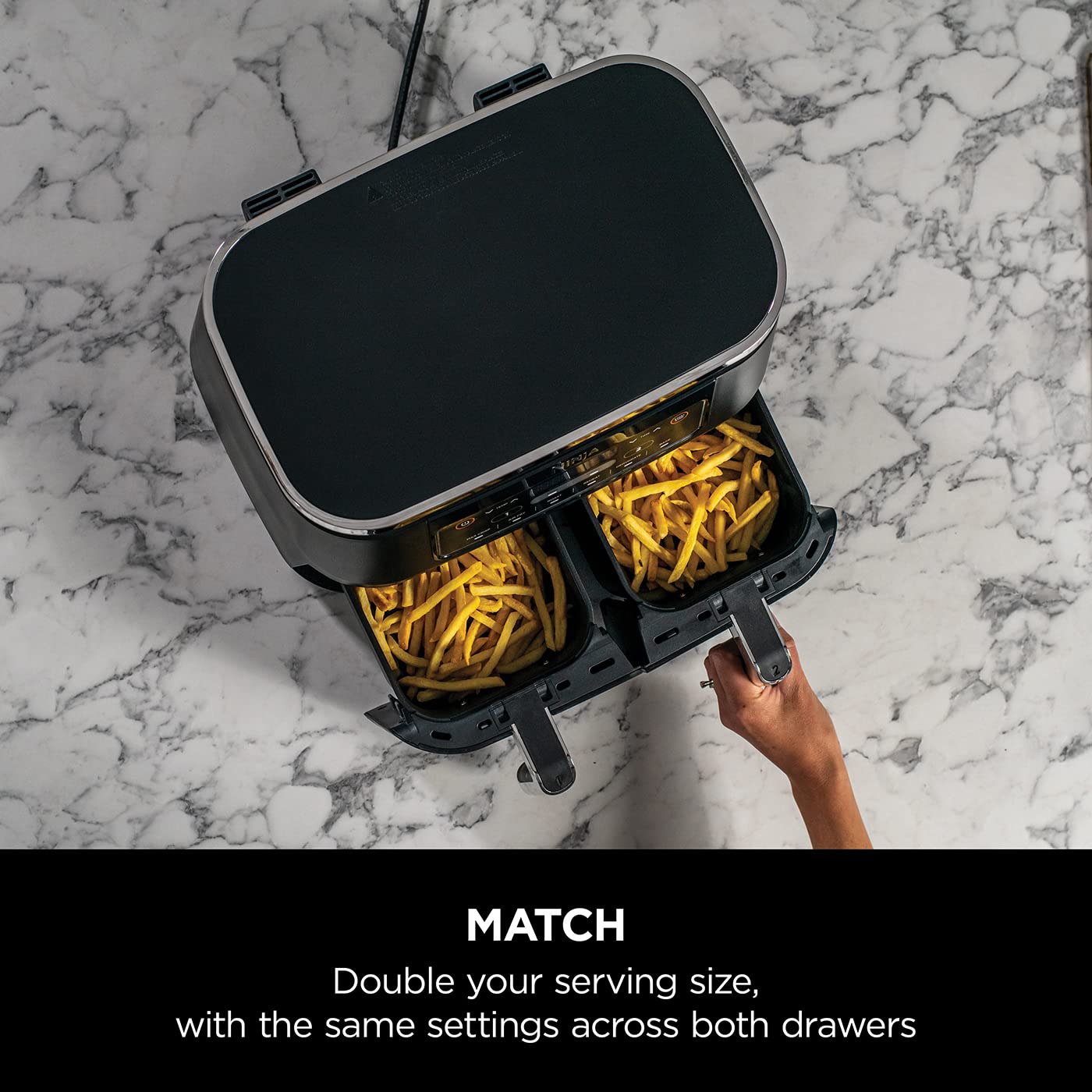 Ninja Foodi MAX Dual Zone Air Fryer, Amazon Exclusive, Tongs, 2 Drawers, 9.5L, 6-in-1, Use No Oil, Air Fry, Max Crisp, Roast, Bake, 8 Portions, Nonstick Dishwasher Safe Baskets, Copper/Black AF400UKCP