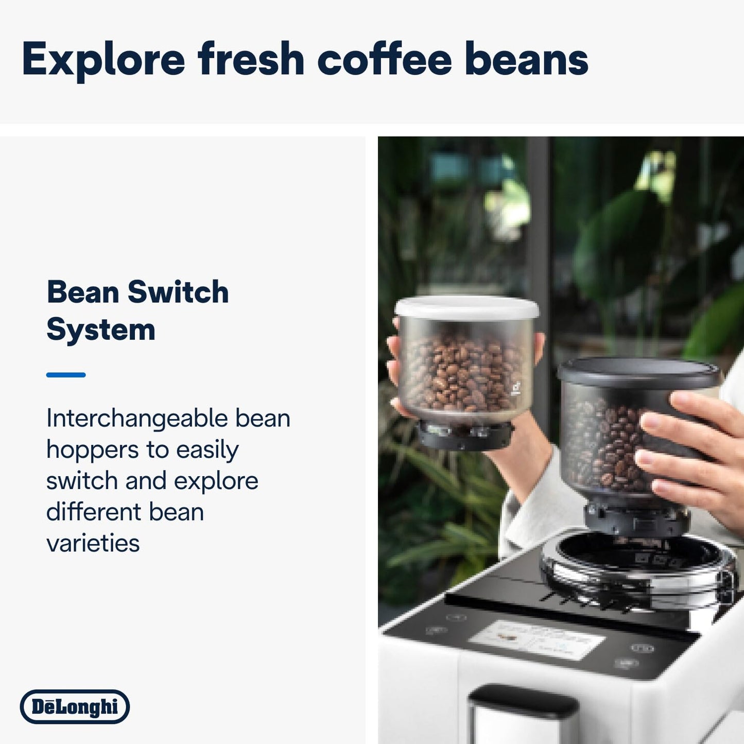 Delonghi Rivelia EXAM440.55.G, Fully Automatic Coffee Machine with LatteCrema Hot, Automatic Milk Frother, Compact Size Bean to Cup Coffee Machine, 16 Recipes, Full Touch Colored Display, Pebble Grey