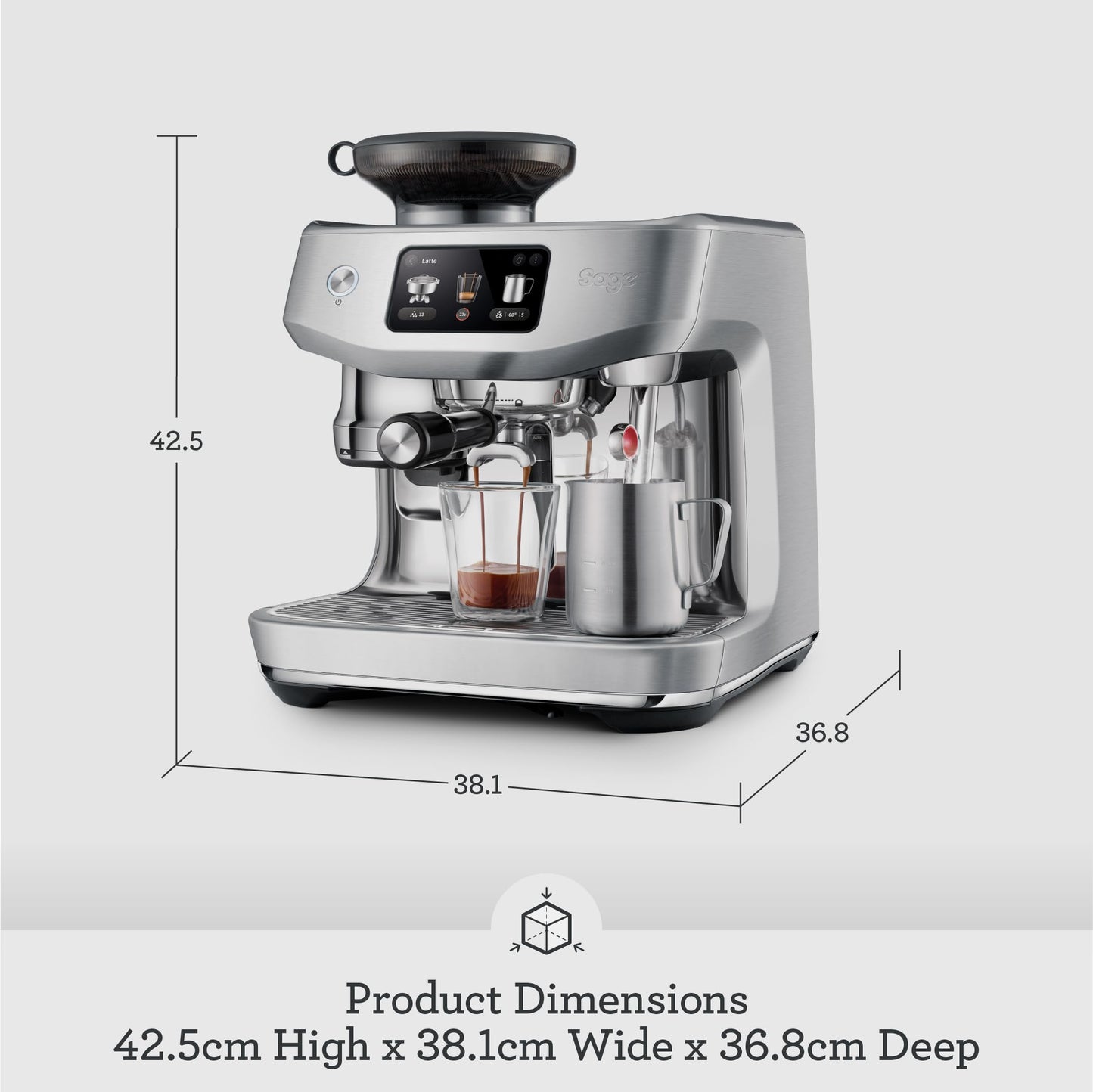 Sage - The Oracle Jet, Professional Coffee Machine with Manual and Automatic Milk Frother, Brushed Stainless Steel