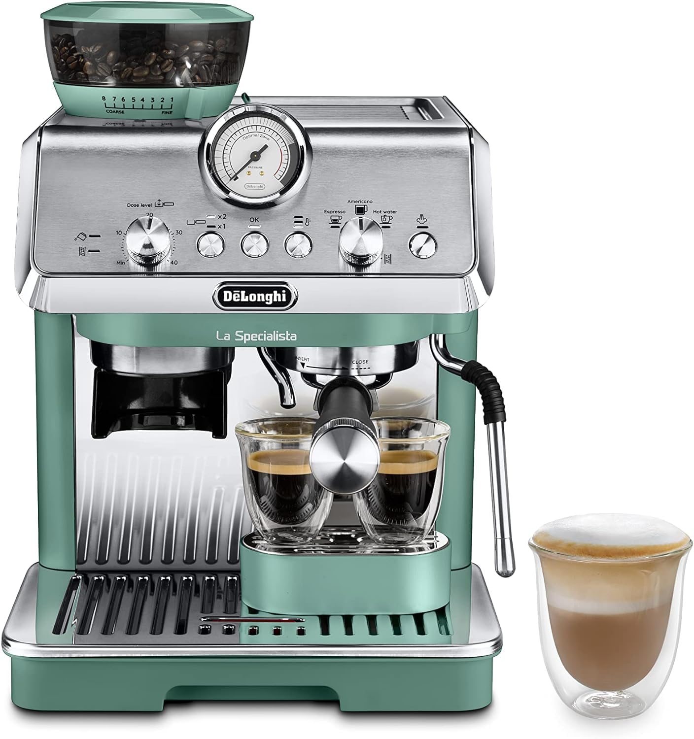 De'Longhi La Specialista Arte EC9155.W, Barista Pump Espresso Machine, Bean to Cup Coffee and Cappuccino Maker, 8 Grinding Settings, MyLatte Art Frothing Wand, 1550W, White