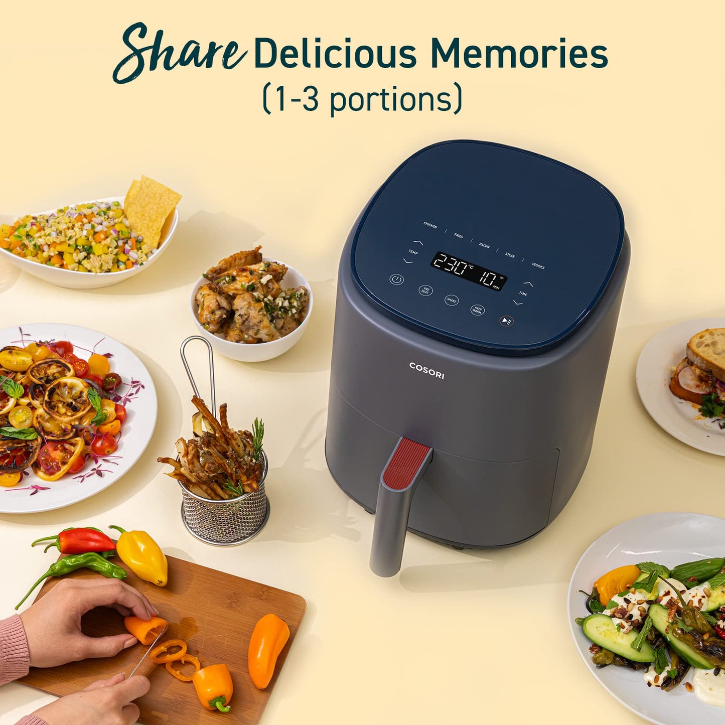COSORI 5.5L Smart Air Fryer Oven, 200 Recipes(Cookbook & Online), APP Control, Square & Removable Basket, 13 Cooking Functions, Roast, Bake, Reheat, Dishwasher Safe, Black