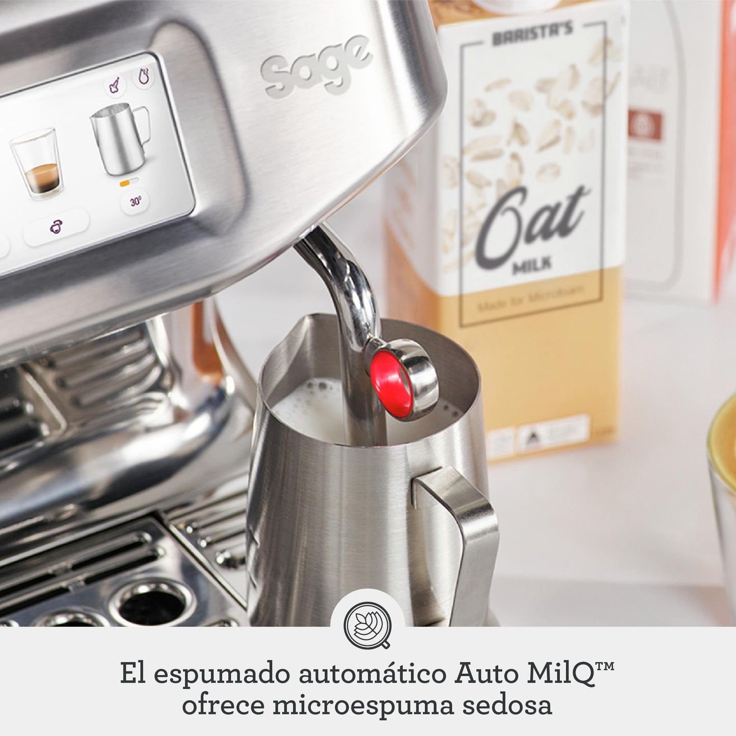 Sage - The Barista Touch Impress - Bean to Cup Coffee Machine with Grinder, Milk Frother and With Cold Brew Function - 14 Presets, Touch Screen, Espresso, Cappuccino 1700 W, Sea Salt