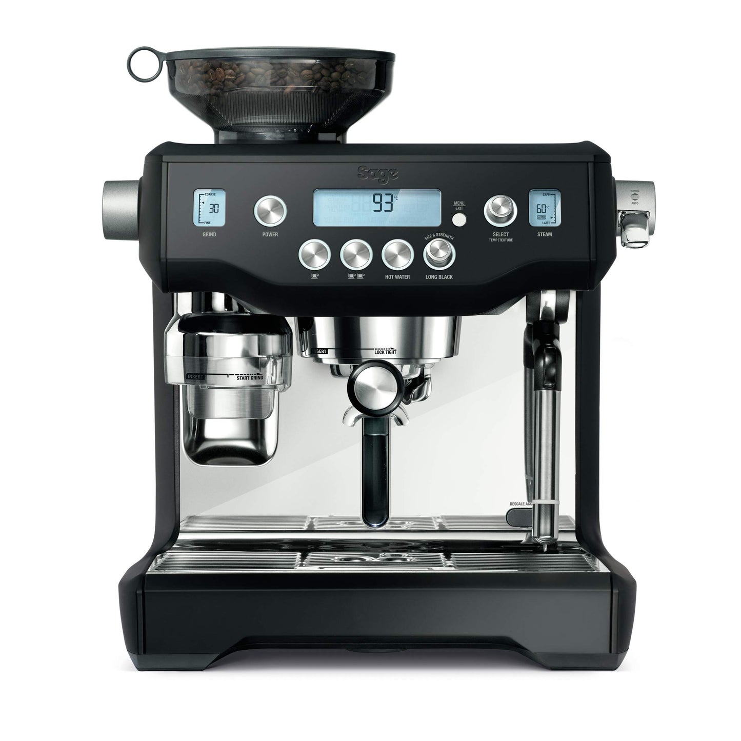 Sage - The Oracle, Bean to Cup Coffee Machine with Manual and Automatic Milk Frother, Volumetric or Timed Shot Control, 45 Grind Settings, Espresso, Cappuccino, 2.5L Water Tank, 2400 W, Black Truffle