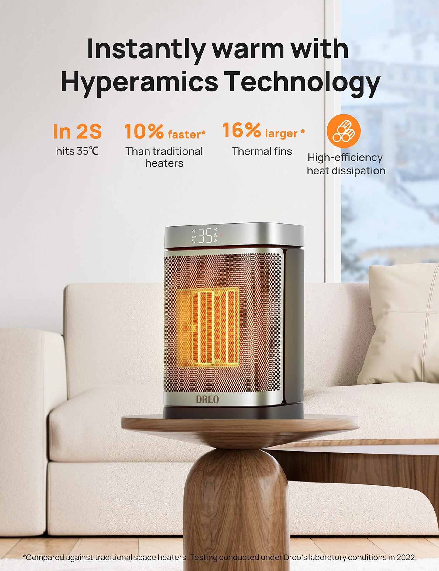 Dreo Electric Space Heater, 70° Oscillating Portable Heaters for Home, 1500W PTC Ceramic Heater with Thermostat, Remote Control, 3-Mode 3-Speed, 1-12H Timer, Overheat & Tip-Over Protection, ECO-Mode