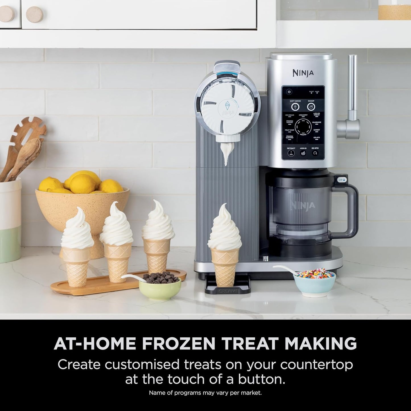 Ninja Swirl by CREAMi Soft Serve & Ice Cream Maker with 2x Tubs, 13 Functions, Makes Ice Cream, Soft Serve, Gelato, Sorbet, Milkshakes & More, Mix-In Option, Platinum Silver, NC701UK