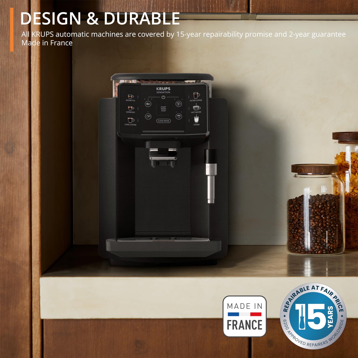 KRUPS EA895N40 Evidence One Automatic Coffee Machine, Espresso, Cappuccino, 2.3 liters, Meteor Grey, 17 Drink Options, Bean to Cup