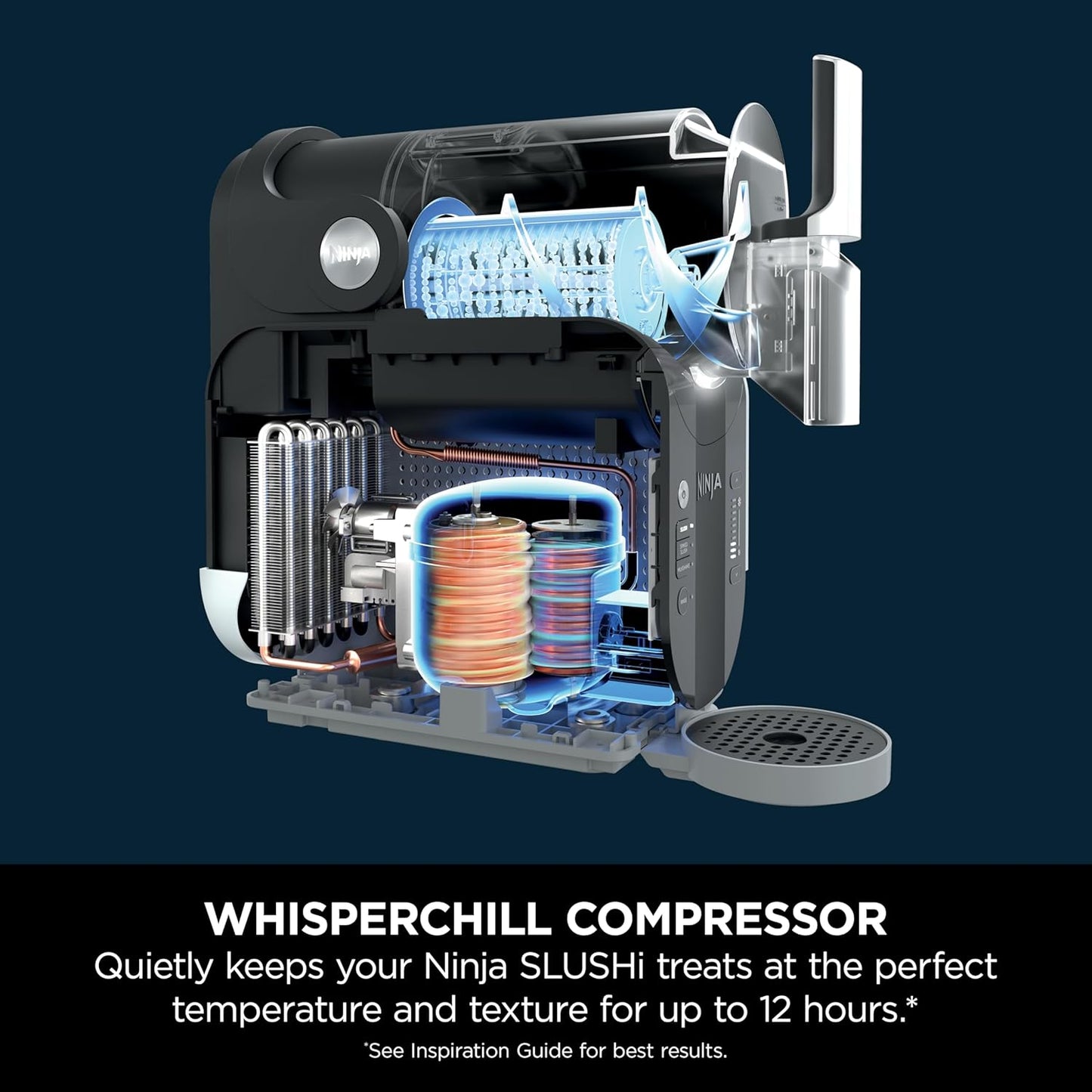 Ninja SLUSHi Frozen Drinks Maker, Create Slush, Frozen Cocktails, Frappé, Milkshakes & Frozen Juice, No Ice or Preperation Needed, WhisperChill Technology, 1.9l Capacity, Blue & Grey FS301UK