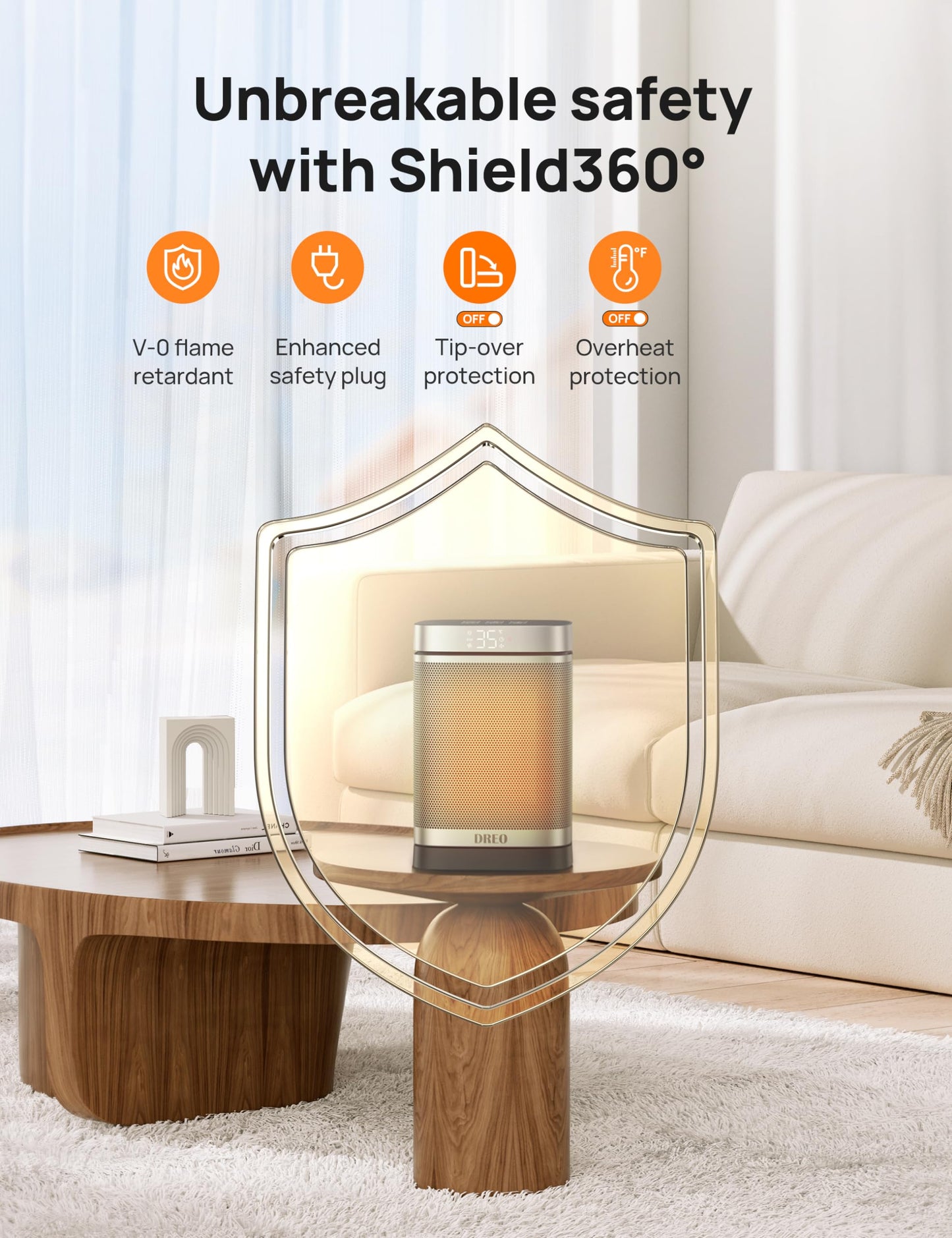Dreo Electric Space Heater, 70° Oscillating Portable Heaters for Home, 1500W PTC Ceramic Heater with Thermostat, Remote Control, 3-Mode 3-Speed, 1-12H Timer, Overheat & Tip-Over Protection, ECO-Mode