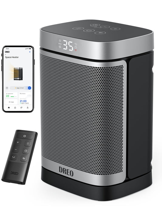 Dreo Electric Space Heater, 70° Oscillating Portable Heaters for Home, 1500W PTC Ceramic Heater with Thermostat, Remote Control, 3-Mode 3-Speed, 1-12H Timer, Overheat & Tip-Over Protection, ECO-Mode