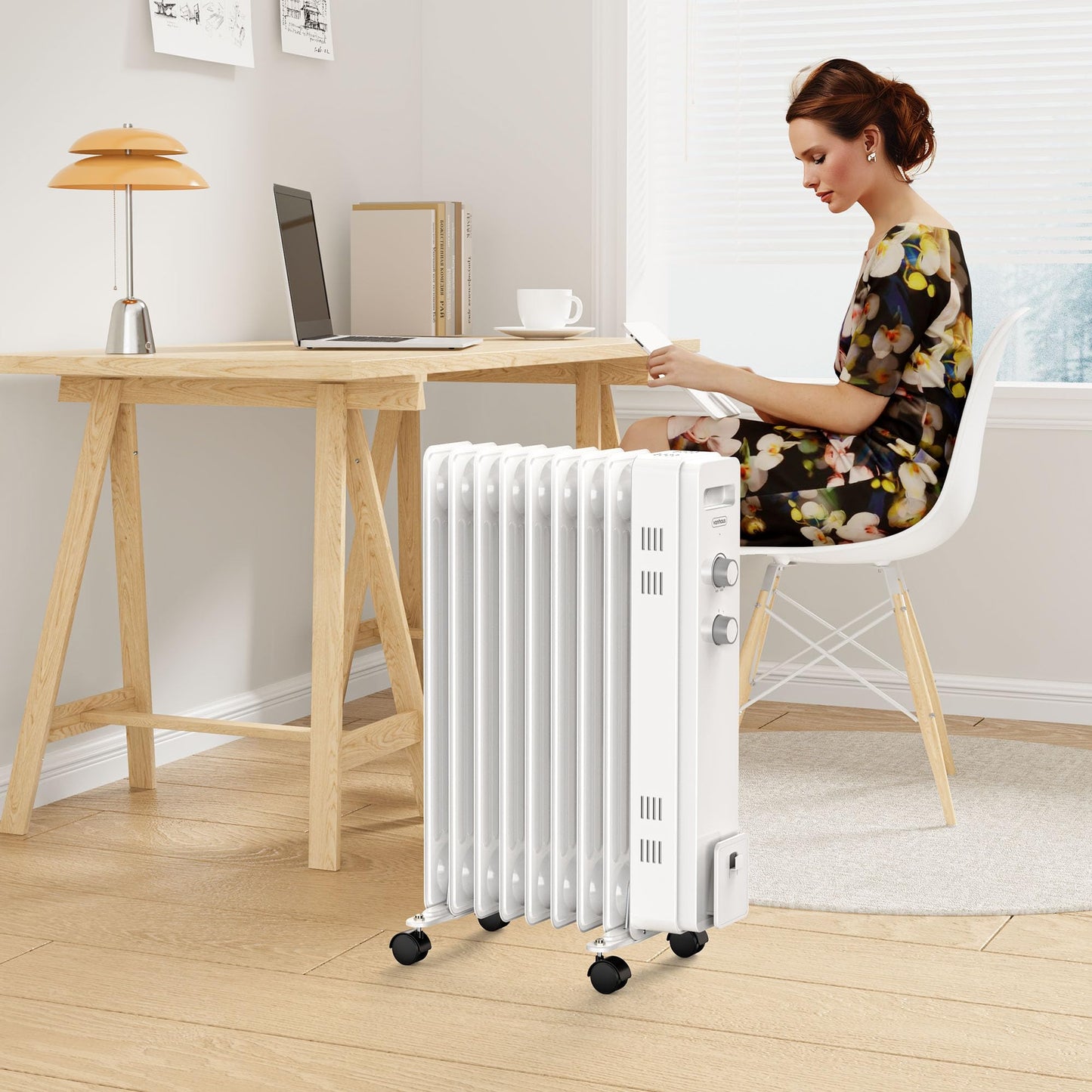 VonHaus Oil Filled Radiator 9 Fin, Electric Heater for Home Office, Oil Radiator Warms Any Room Quickly & Efficiently, Thermostatically Controlled 2kw Heater for Maximum Warmth, 2 Year Warranty