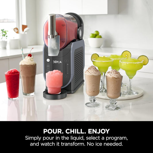 Ninja SLUSHi Frozen Drinks Maker, Create Slush, Frozen Cocktails, Frappé, Milkshakes & Frozen Juice, No Ice or Preperation Needed, WhisperChill Technology, 1.9l Capacity, Blue & Grey FS301UK