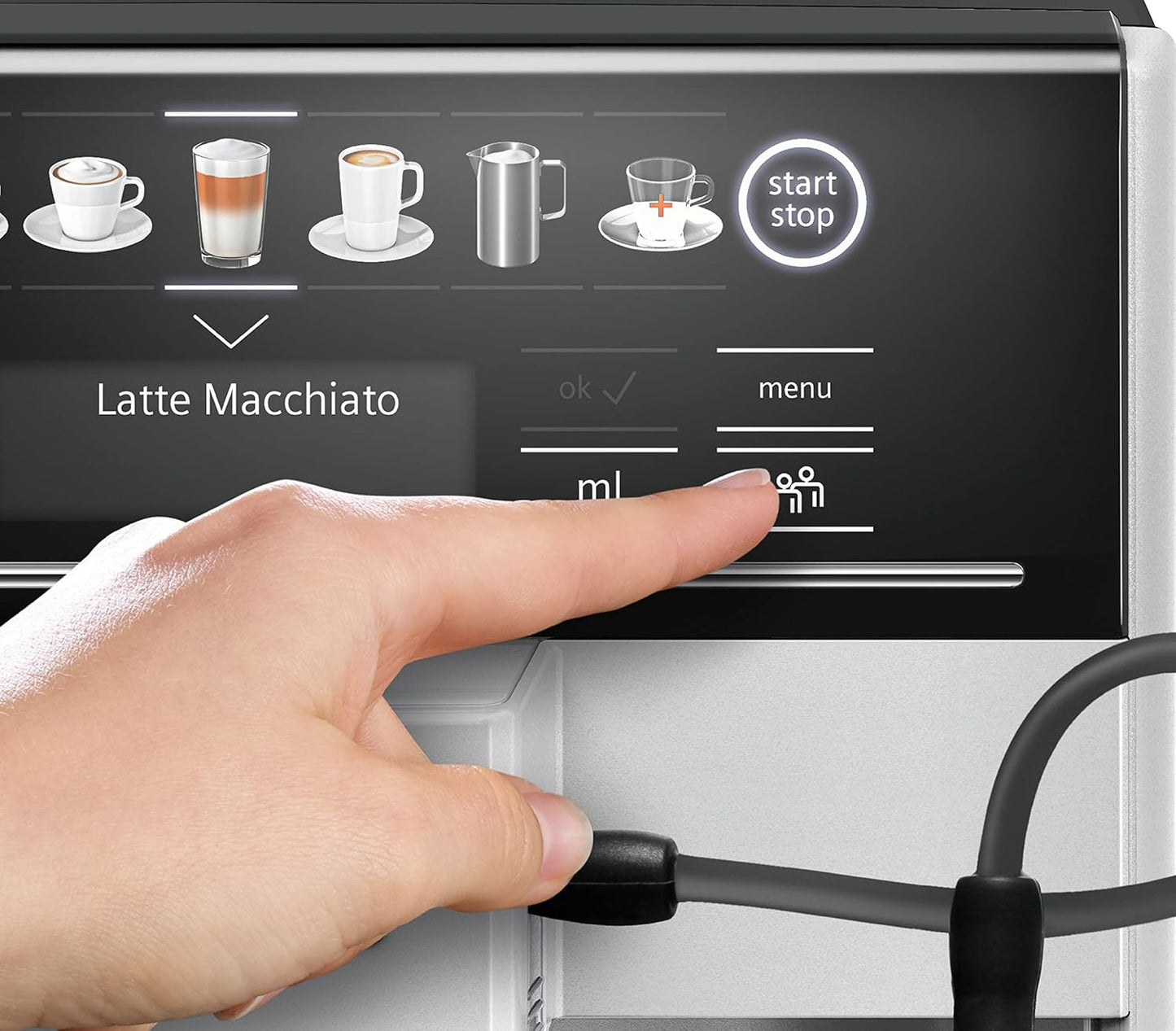 SIEMENS EQ6 plus S300, Fully Automatic Bean to Cup Espresso Coffee Machine with Cappuccinatore milk system, 10 coffee beverages, 2 user profiles - TE653M11GB, Titanium
