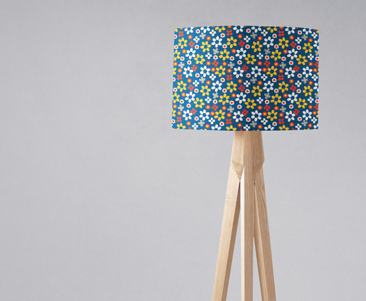 Blue, White and Yellow Floral Retro Lampshade, Ceiling or Table Lamp Shade