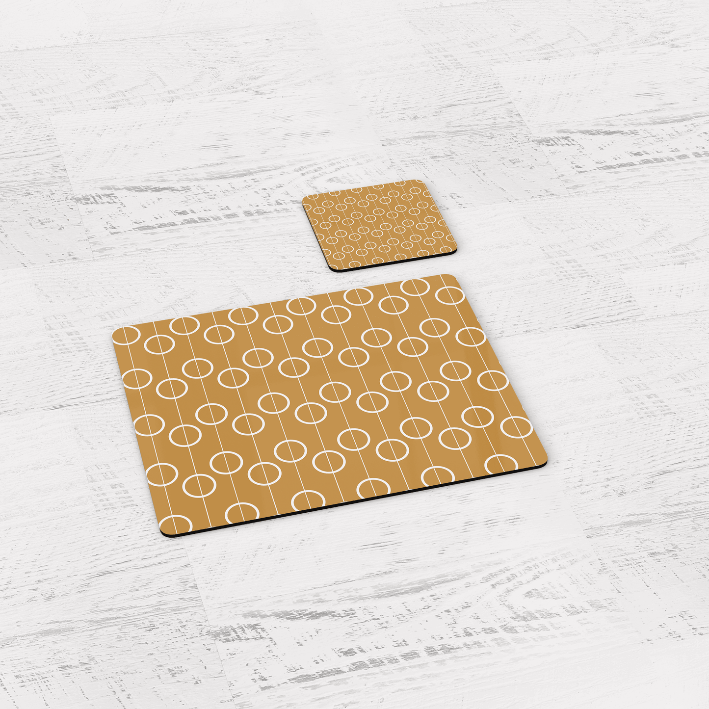 Gold Retro Geometric Circles Placemats, Set of 4 or Set of 6