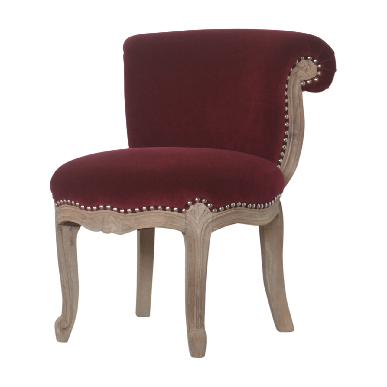 Wine Red Velvet Studded Chair-2