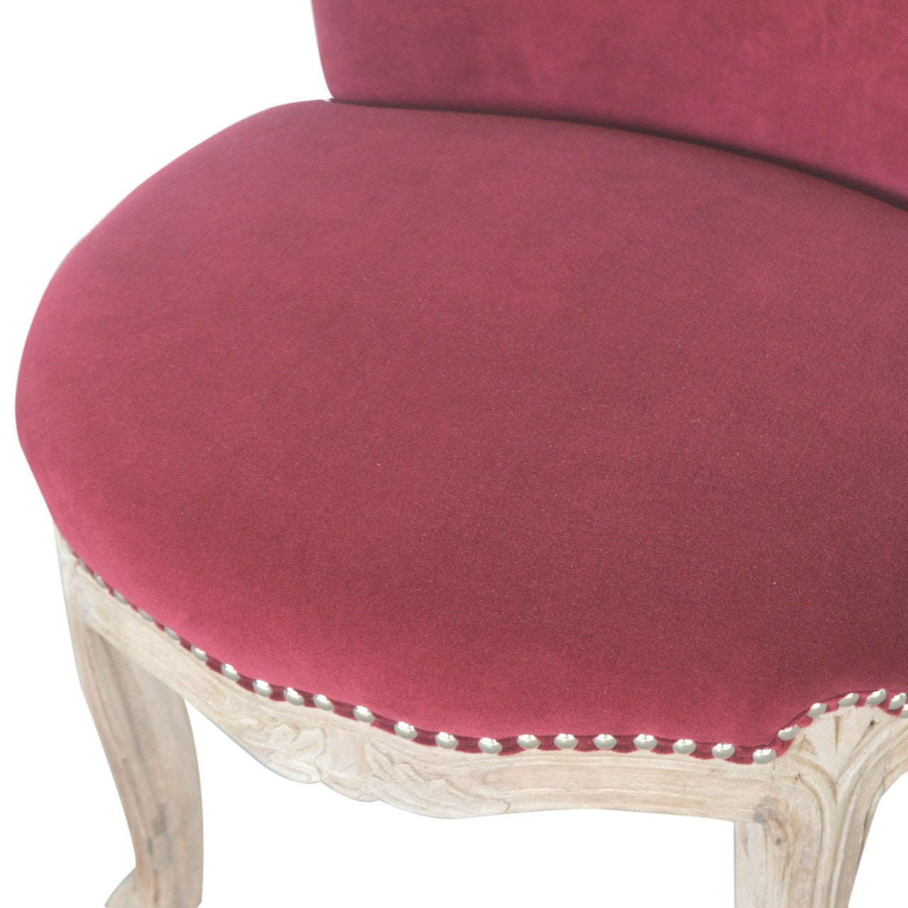 Wine Red Velvet Studded Chair-3