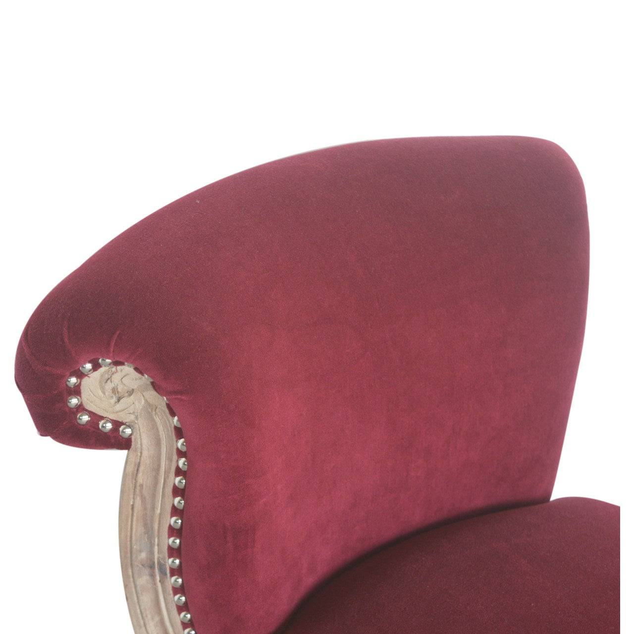 Wine Red Velvet Studded Chair-4