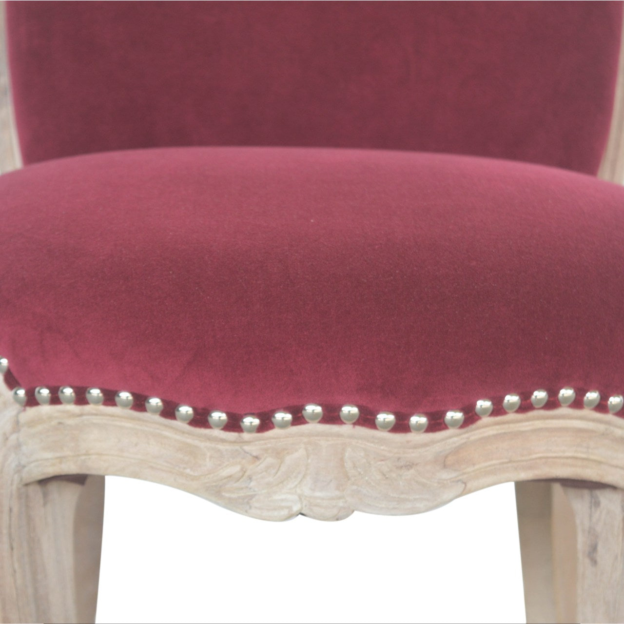 Wine Red Velvet Studded Chair-5