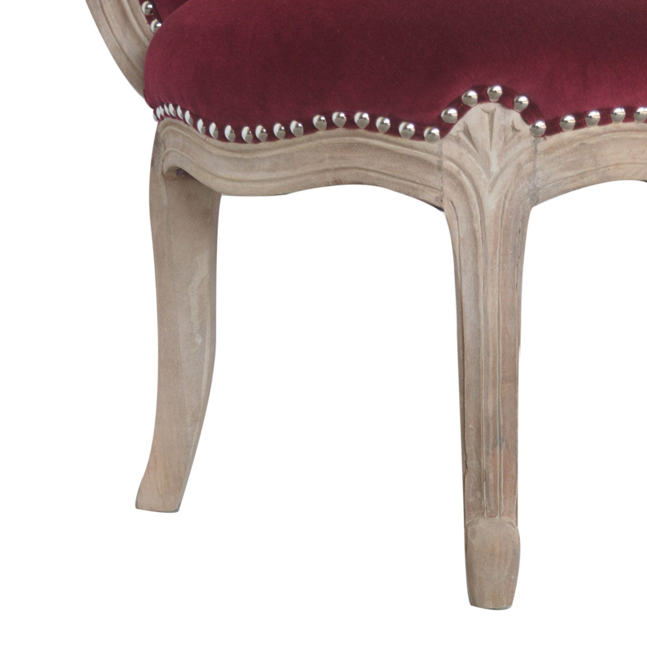 Wine Red Velvet Studded Chair-6