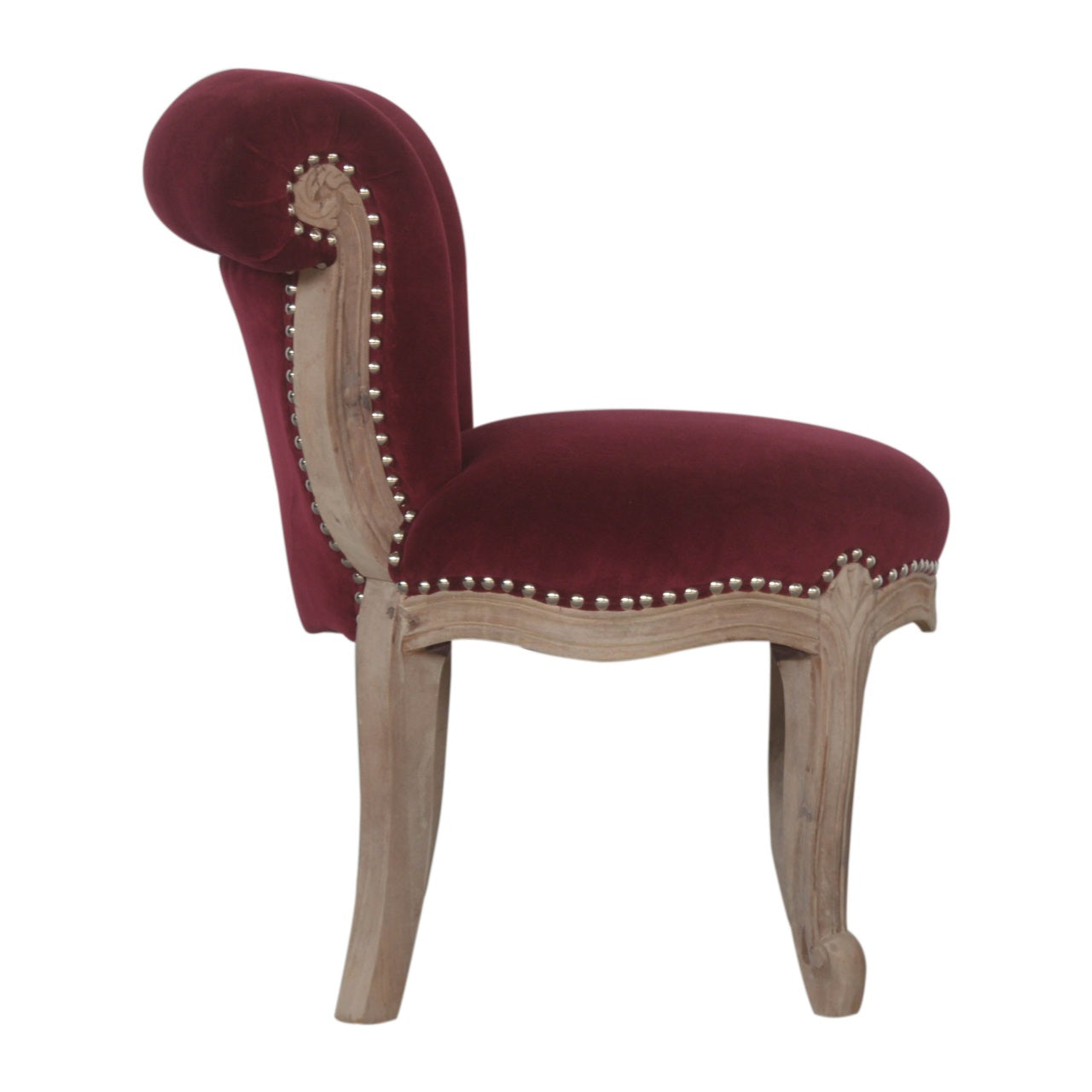 Wine Red Velvet Studded Chair-7